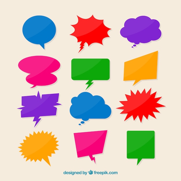 Free vector collection of colorful speech bubble