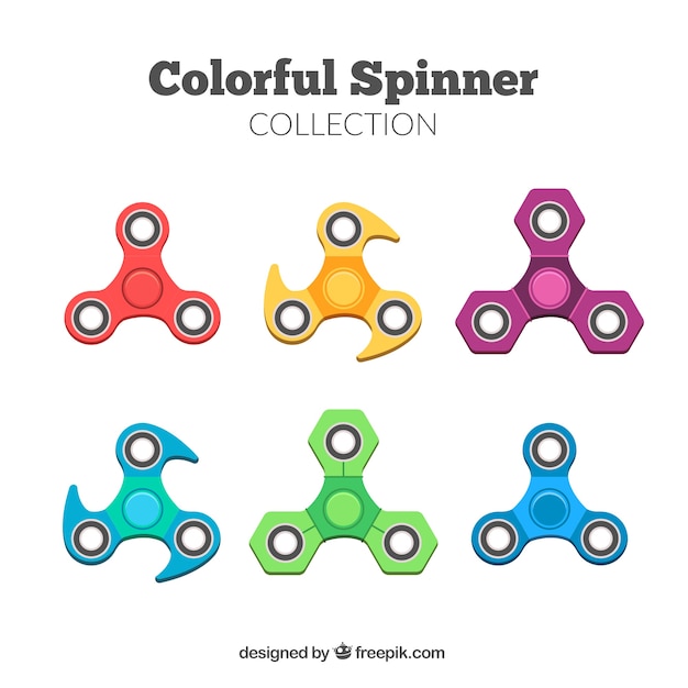 Raccolta di spinner colorati in design piatto