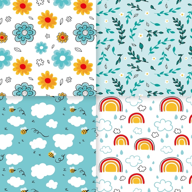 Collection of colorful spring patterns