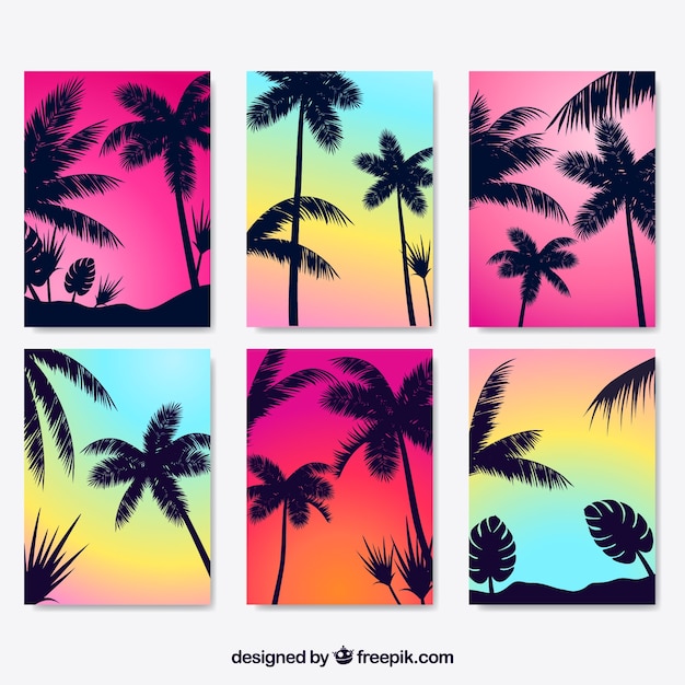 Free vector collection of colorful summer cards