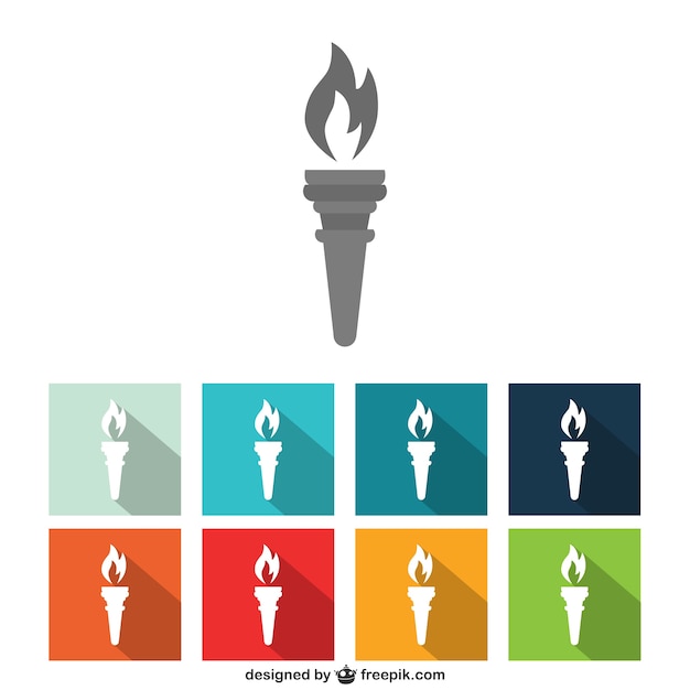 Collection of colorful torch icons