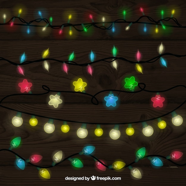 Collection of colourful christmas lights