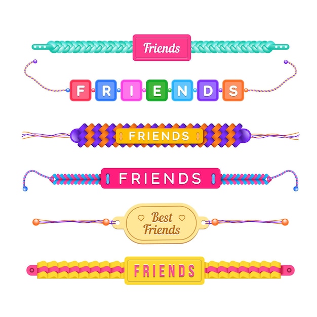 Free vector collection of colourful friendship bands