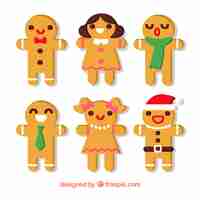 Free vector collection of colourful gingerbread man cookies