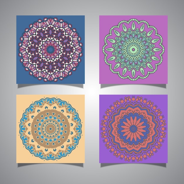 Collection of colourful mandala designs