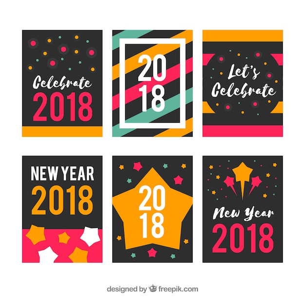 Free vector collection of colourful new year greeting cards