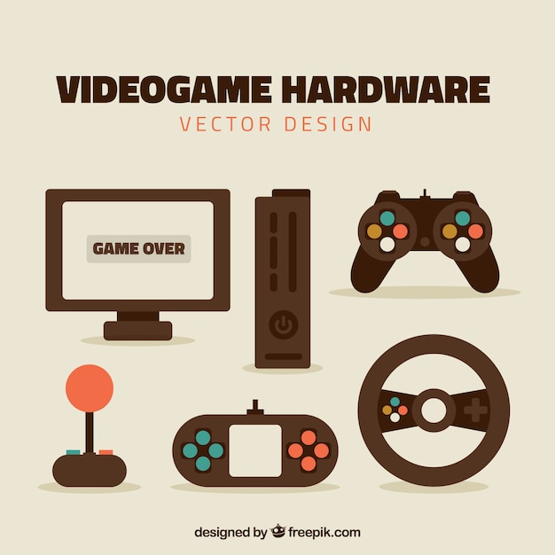 Free vector collection of consoles elements in flat design