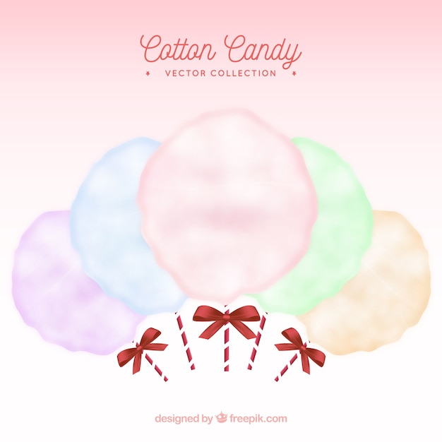 Free vector collection of cotton candy with red decorative bow