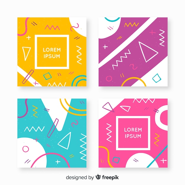 Free vector collection of covers in memphis style