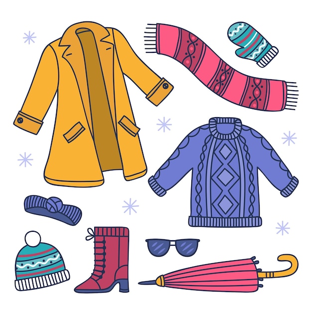 Free vector collection of cozy winter clothes