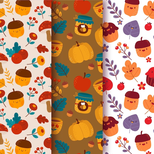 Free vector collection of creative autumn patterns