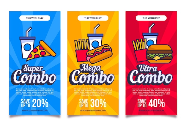 Combo meal Vectors & Illustrations for Free Download