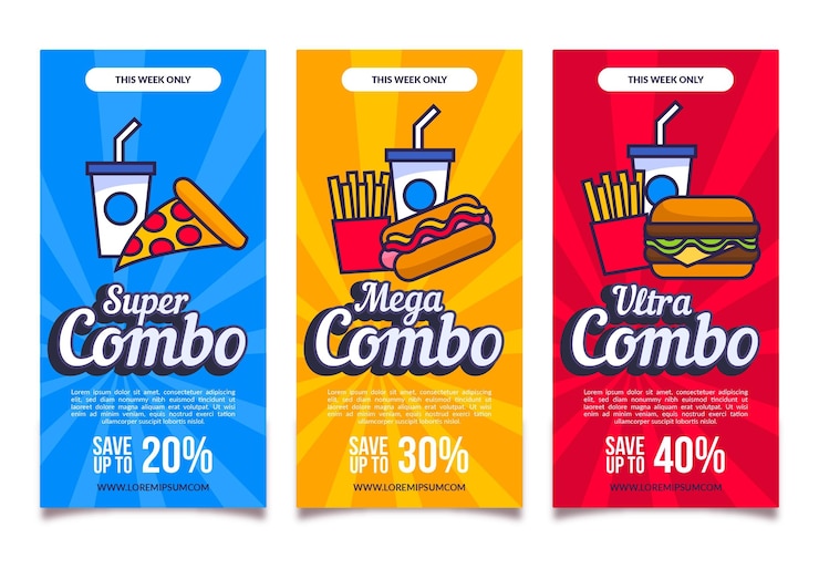 Free Vector collection of creative combo offers banners