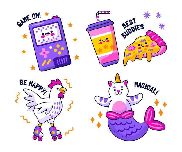 Collection of creative fun stickers