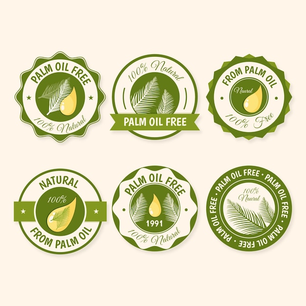 Collection of creative palm oil badges