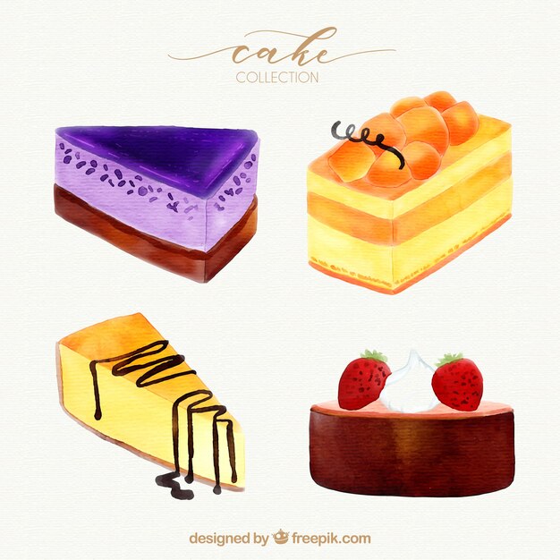 Collection of creative watercolor cakes