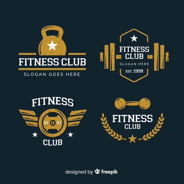 Collection of crossfit logo flat style