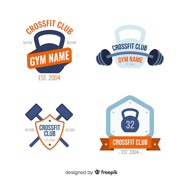 Vettore gratuito collezione di stile piatto logo crossfit