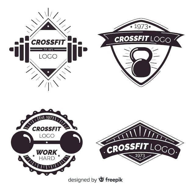 Vettore gratuito collezione di stile piatto logo crossfit