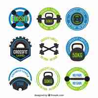 Vettore gratuito collezione di adesivi crossfit