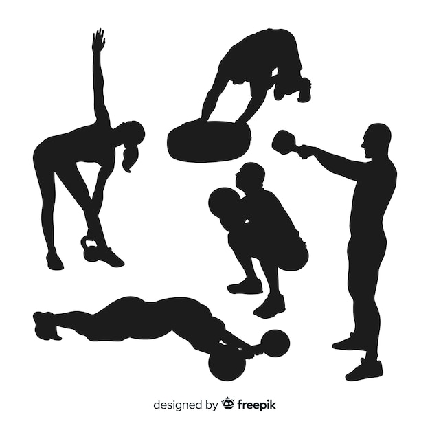 Free vector collection of crossfit training silhouettes