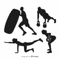 Free vector collection of crossfit training silhouettes