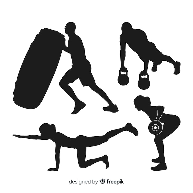 Collection of crossfit training silhouettes