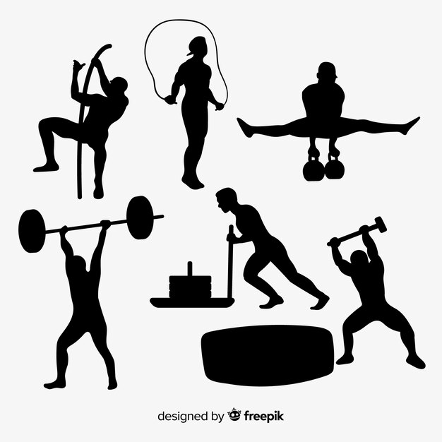 Collection of crossfit training silhouettes