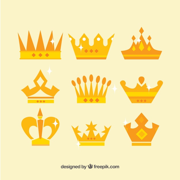 Collection of crowns in flat design