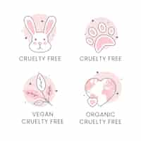 Vettore gratuito raccolta di badge cruelty free illustrati