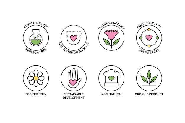 Vettore gratuito raccolta di badge cruelty free