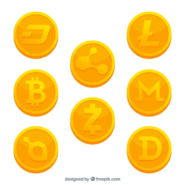 Collection of cryptocurrency coins