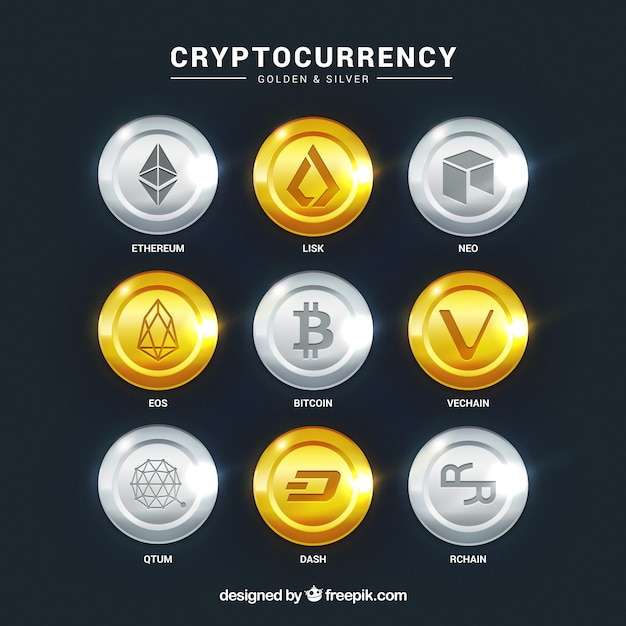 Free vector collection of cryptocurrency coins