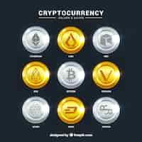 Free vector collection of cryptocurrency coins