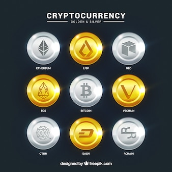 Collection of cryptocurrency coins