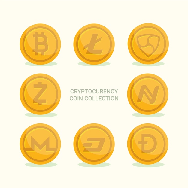 Free vector collection of cryptocurrency coins