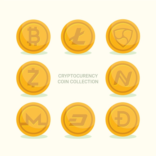 Collection of cryptocurrency coins