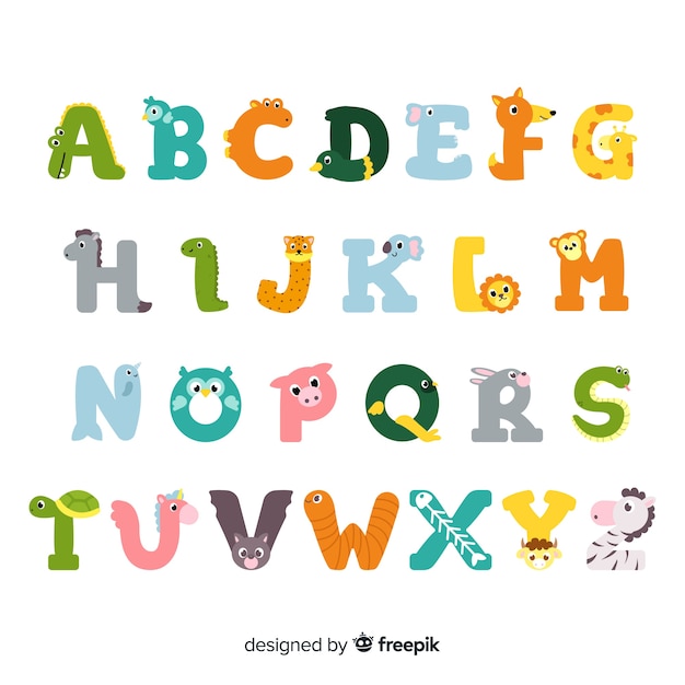 Collection of cute animal letters 