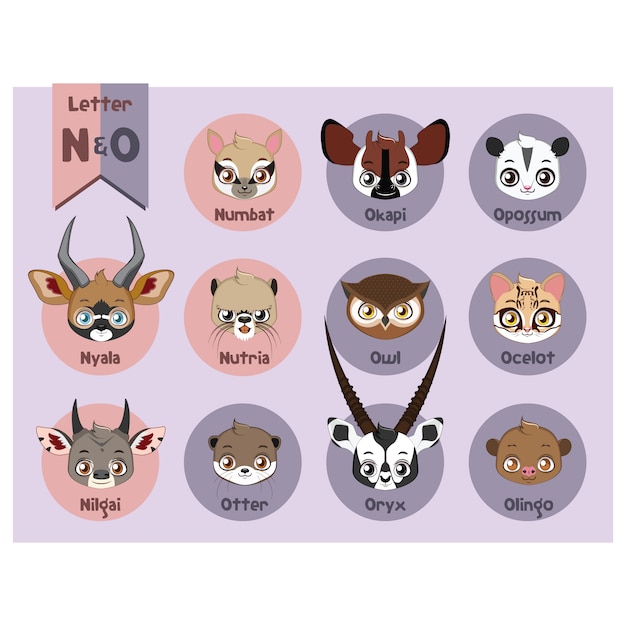 Collection of cute animal stickers