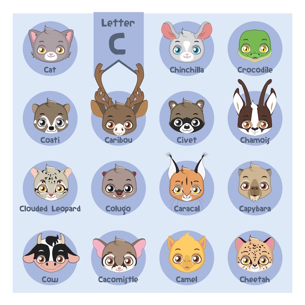 Collection of cute animal stickers