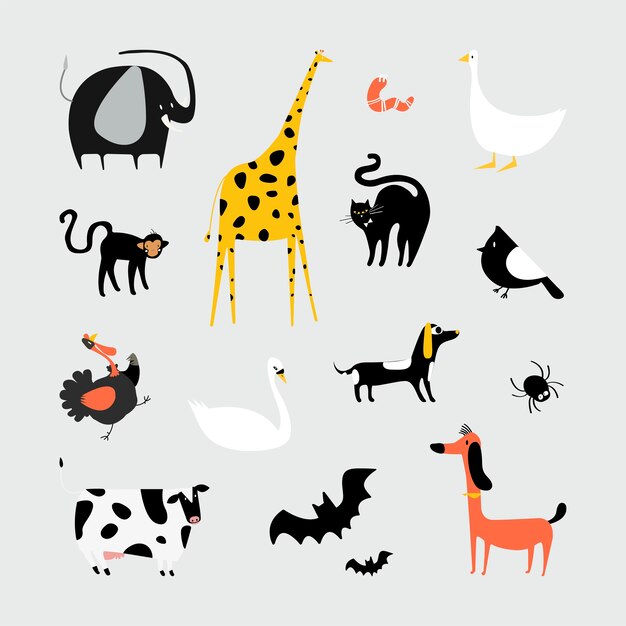 Collection of cute animals illustration