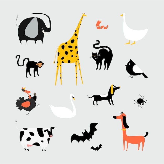 Collection of cute animals illustration