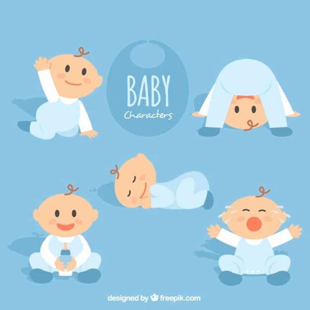 Collection of cute baby in flat design