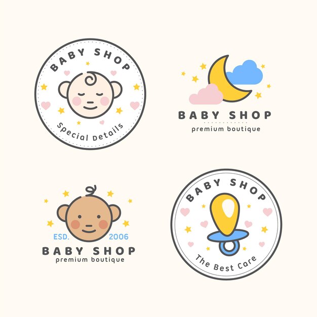 Collection of cute baby logo templates