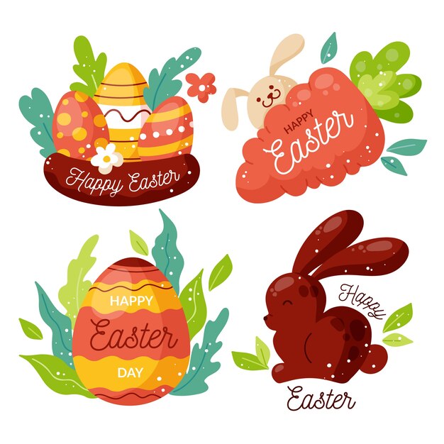 Collection of cute easter day labels