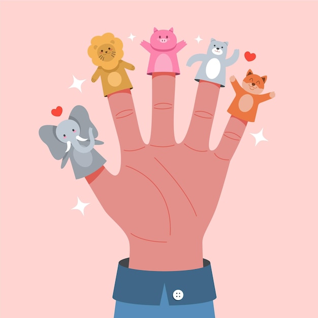 Collection of cute finger puppets for children