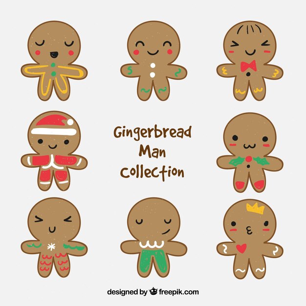 Collection of cute gingerbread man cookies