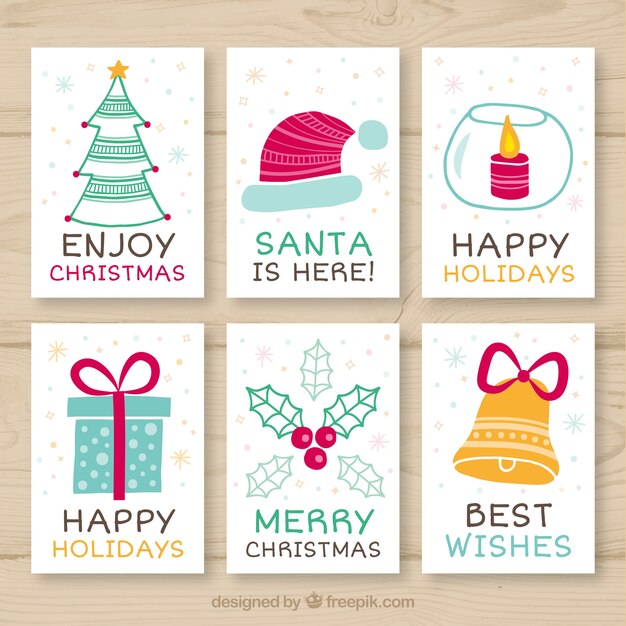 Collection of cute greeting cards for christmas