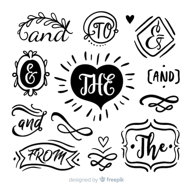 Cute Hand Drawn Wedding Catchword Vector Templates – Free Vector Download