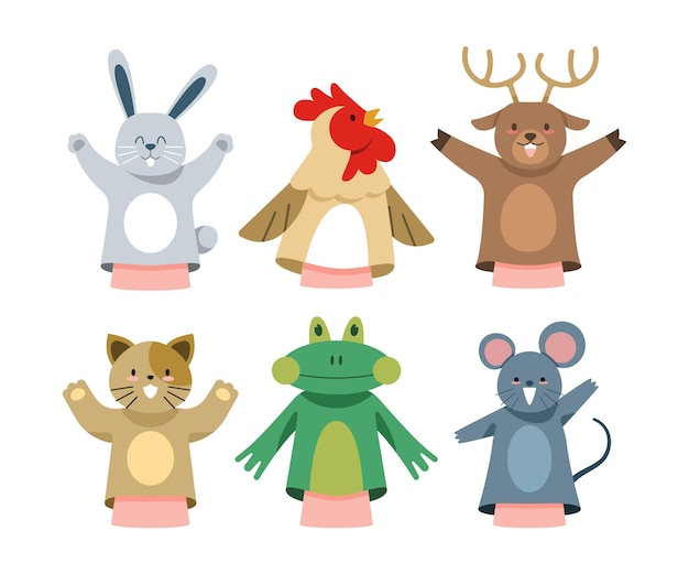 Collection of cute hand puppets for children